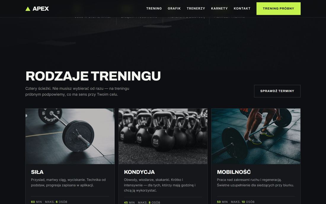 Rodzaje treningu